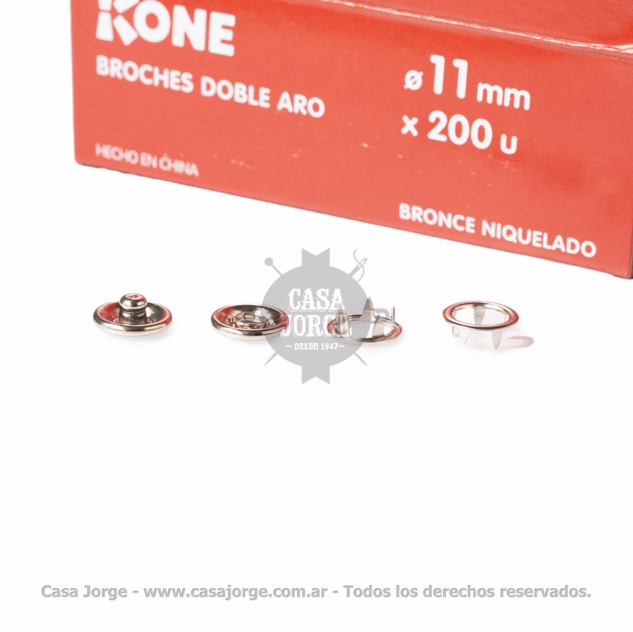 BROCHES DOBLE ARO KONE DE BRONCE NIQUELADO N° 11 X 200 UNIDADES